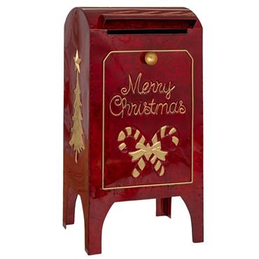 Christmas Red Metal Mailbox 55cm
